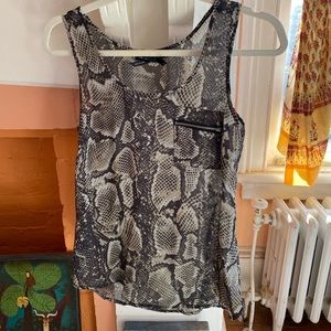 Snake Print Zipper Pocket Top
